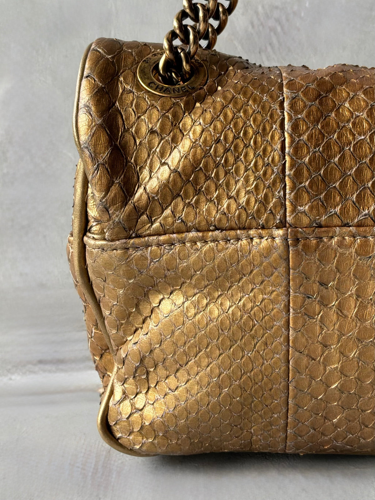 Chanel Gold Python Shiva Flap Bag