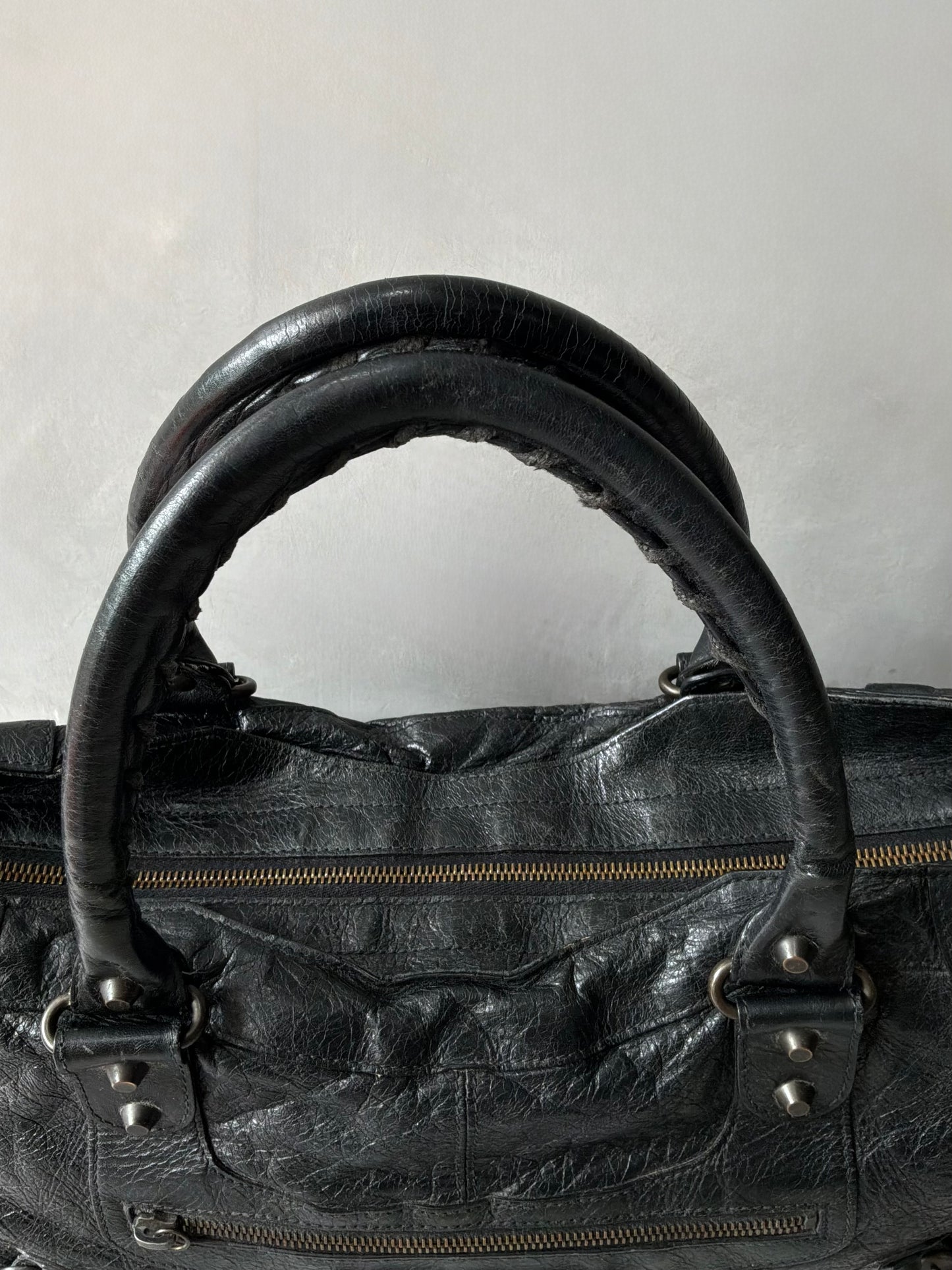 Balenciaga Part Time Black on Brass Lambskin Bag