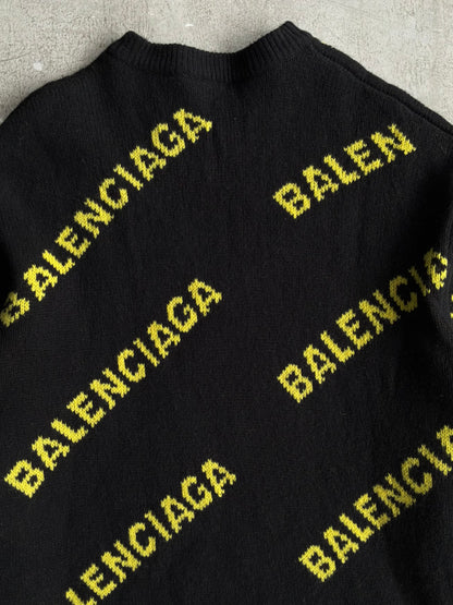 Balenciaga All Over Print Knit Crewneck