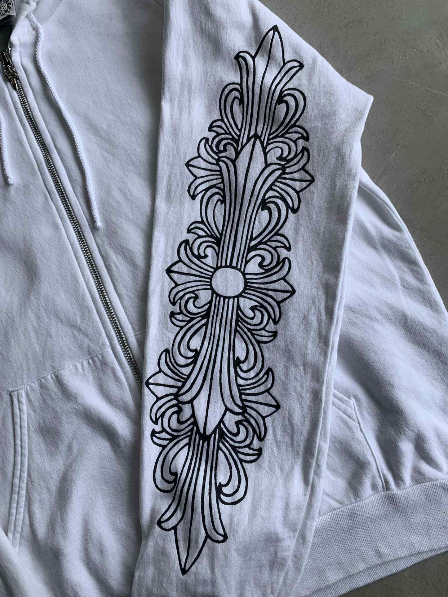 90’s Chrome Hearts Horseshoe Floral Zip Hoodie
