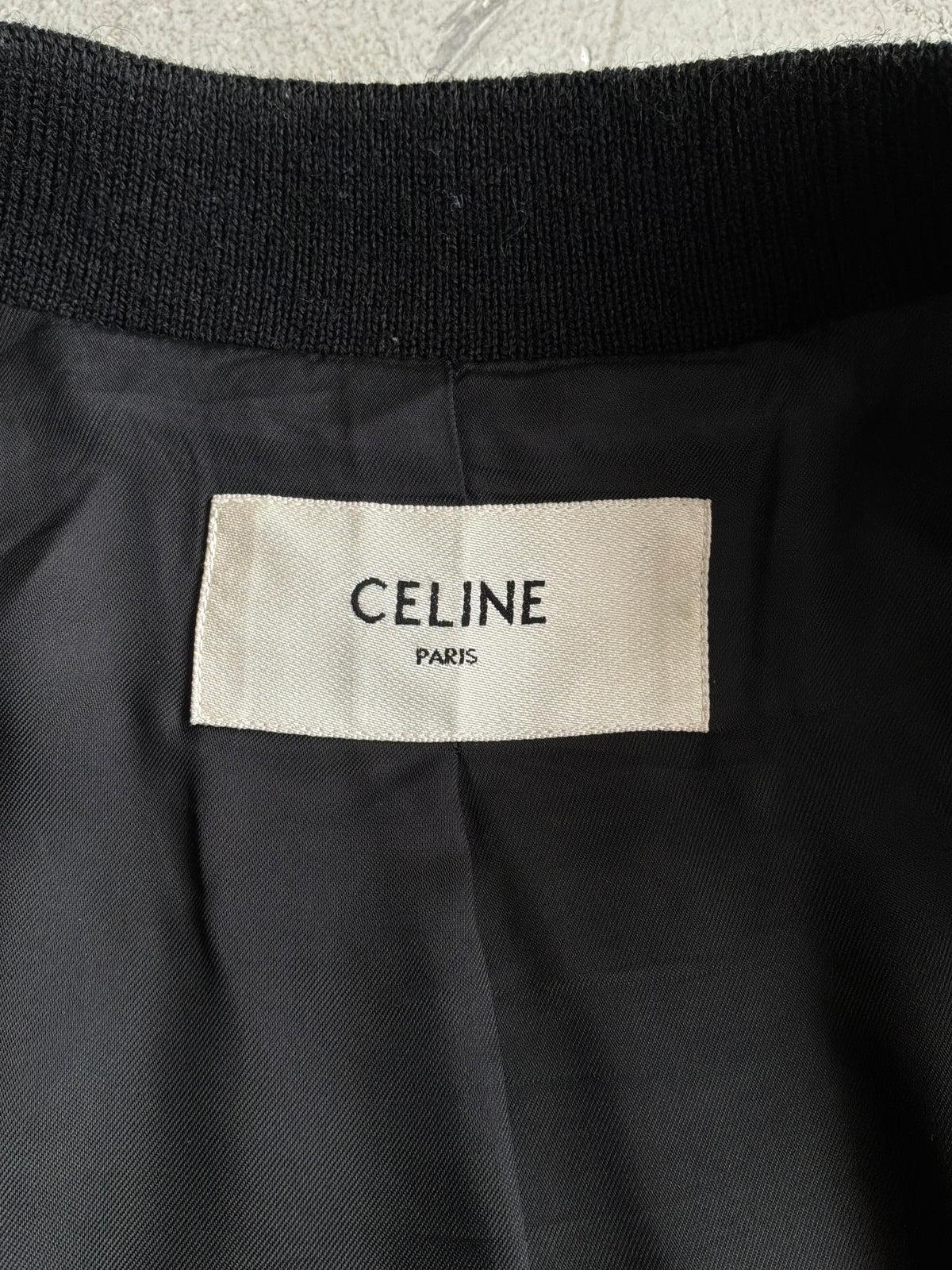 Celine C Logo Teddy Varsity Jacket
