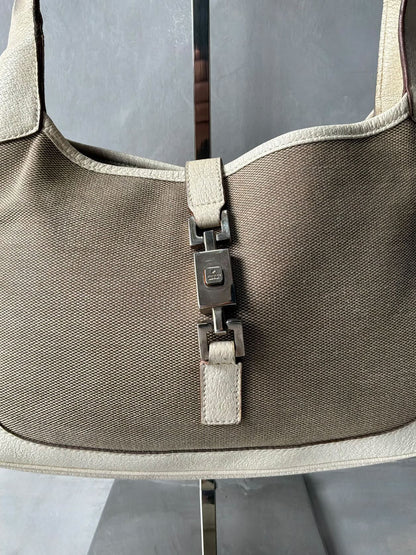 Gucci Canvas Leather Jackie Bag