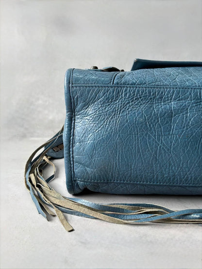 Balenciaga City Blue Lambskin Bag
