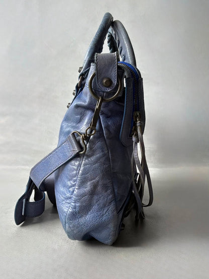 Balenciaga Town Blue Lambskin Bag