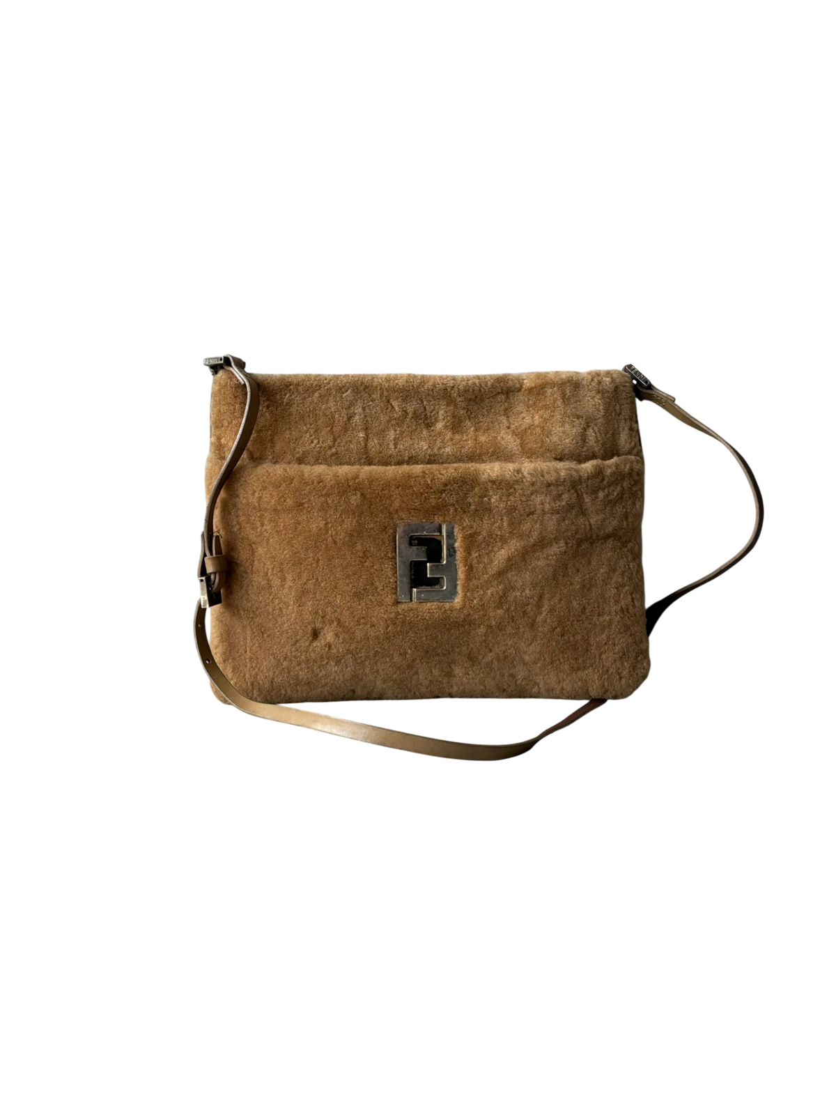 Fendi Beige Faux Fur Crossbody Bag