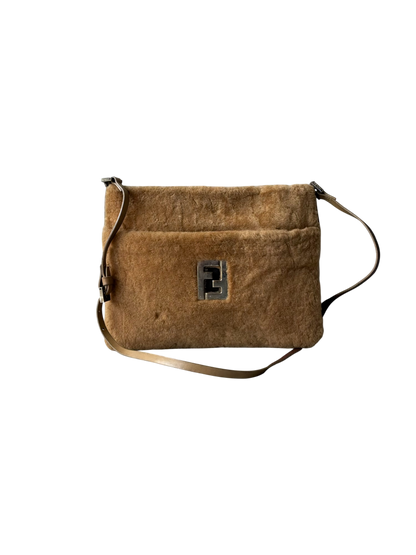 Fendi Beige Faux Fur Crossbody Bag