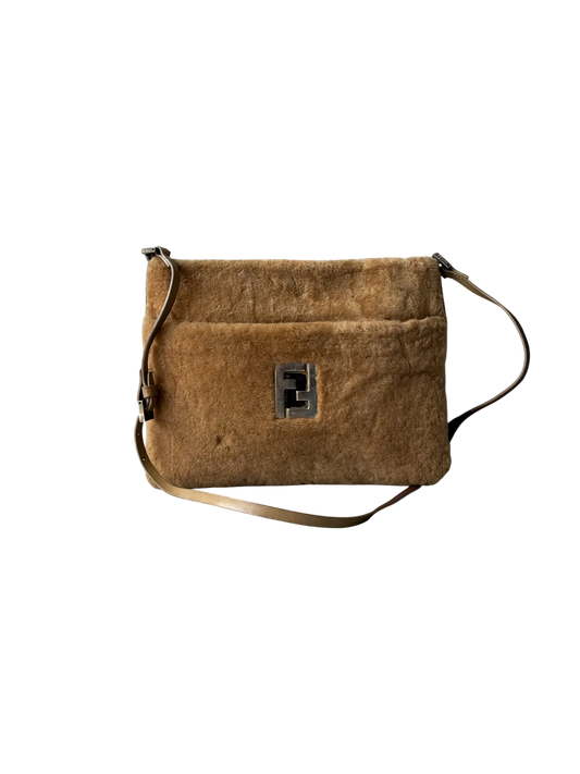 Fendi Beige Faux Fur Crossbody Bag