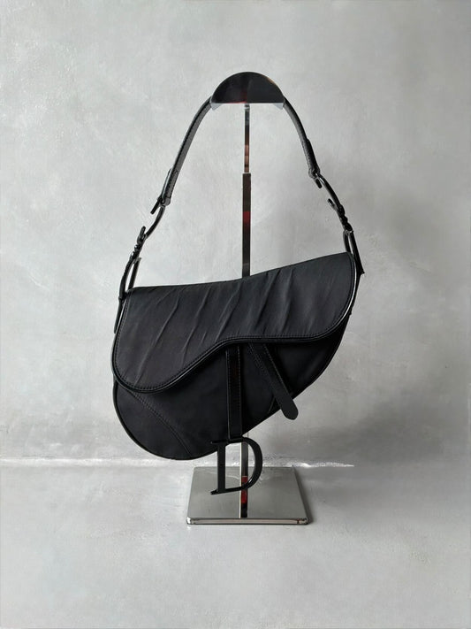 Dior Black Nylon Saddle Bag