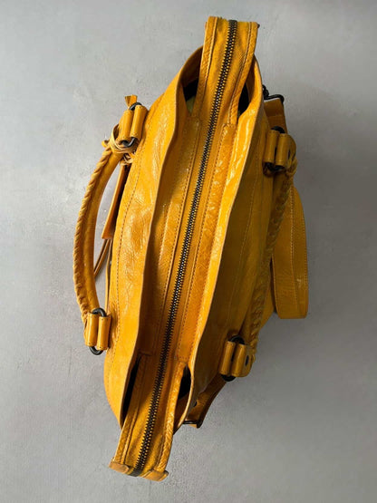 Balenciaga City Town Yellow Crossbody Lambskin Bag