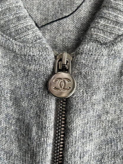 Chanel Embroidered CC Cashmere Bomber Jacket