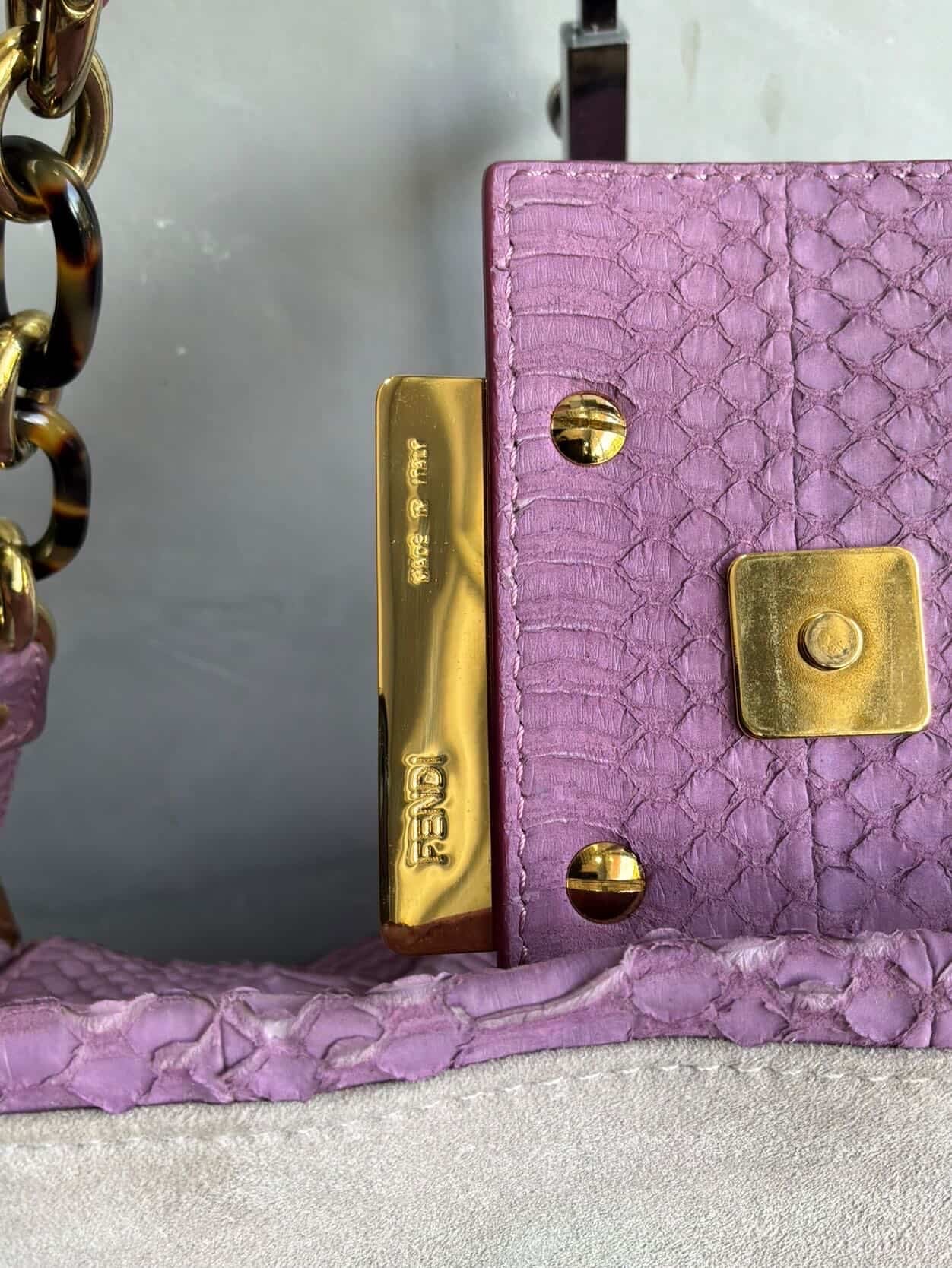 Fendi Python Leather Large Mamma Baguette Bag