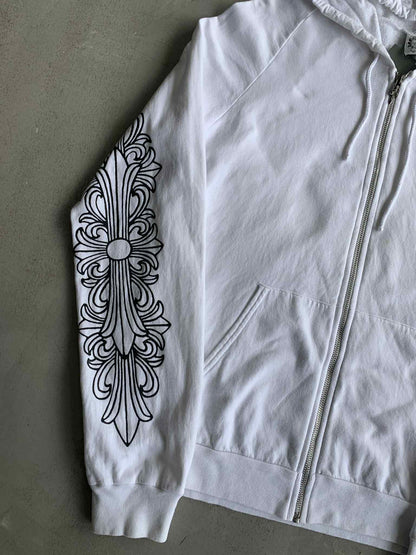90’s Chrome Hearts Horseshoe Floral Zip Hoodie