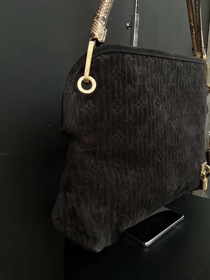 Louis Vuitton Suede Monogram Python Handle Shoulder Bag