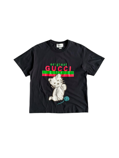 Gucci Cat Script Black Tee