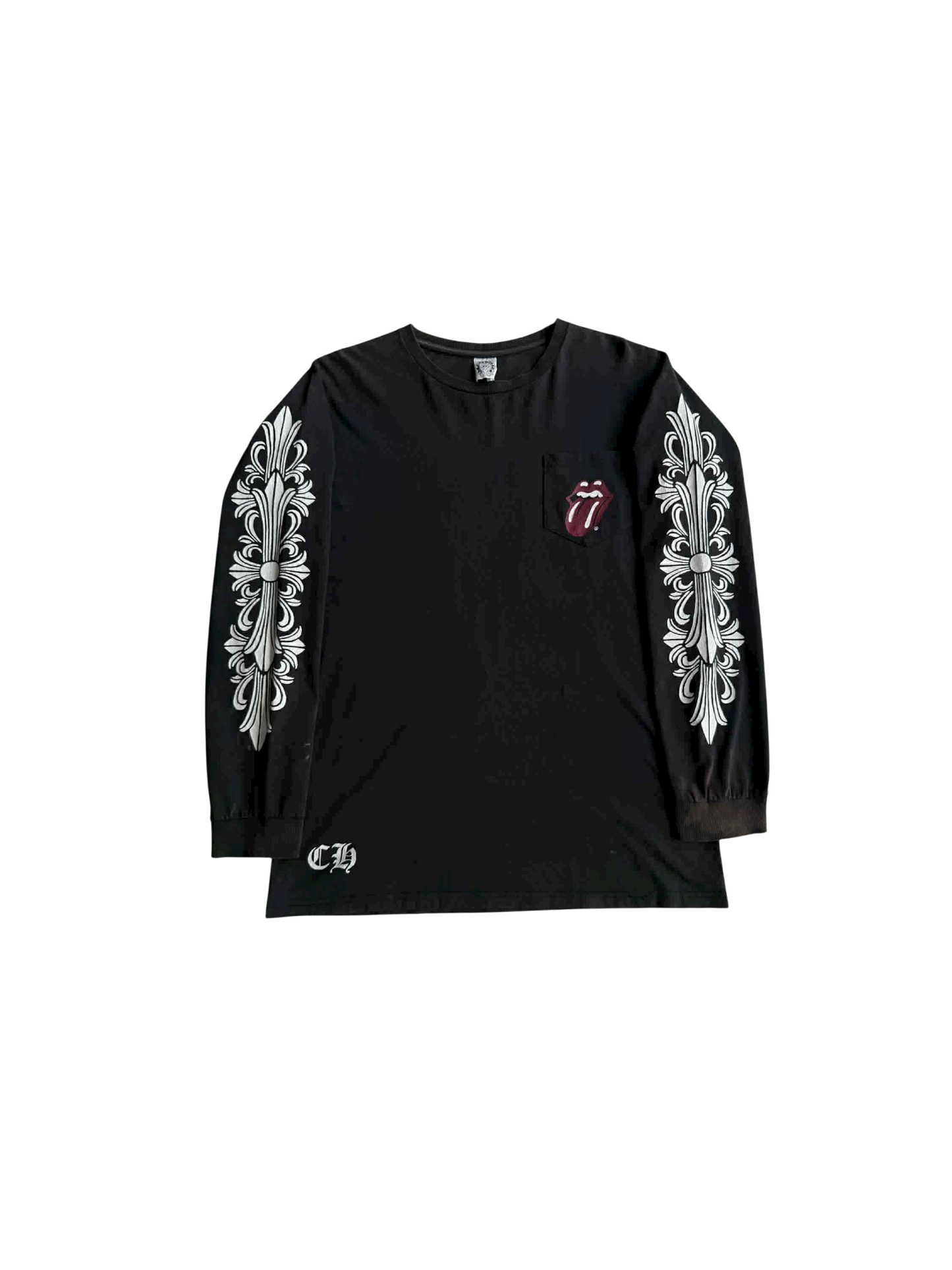 Chrome Hearts Rolling Stone Floral Horseshoe Longsleeve Shirt