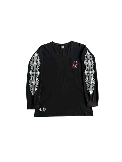 Chrome Hearts Rolling Stone Floral Horseshoe Longsleeve Shirt