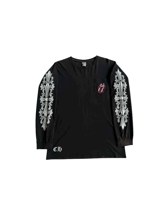 Chrome Hearts Rolling Stone Floral Horseshoe Longsleeve Shirt
