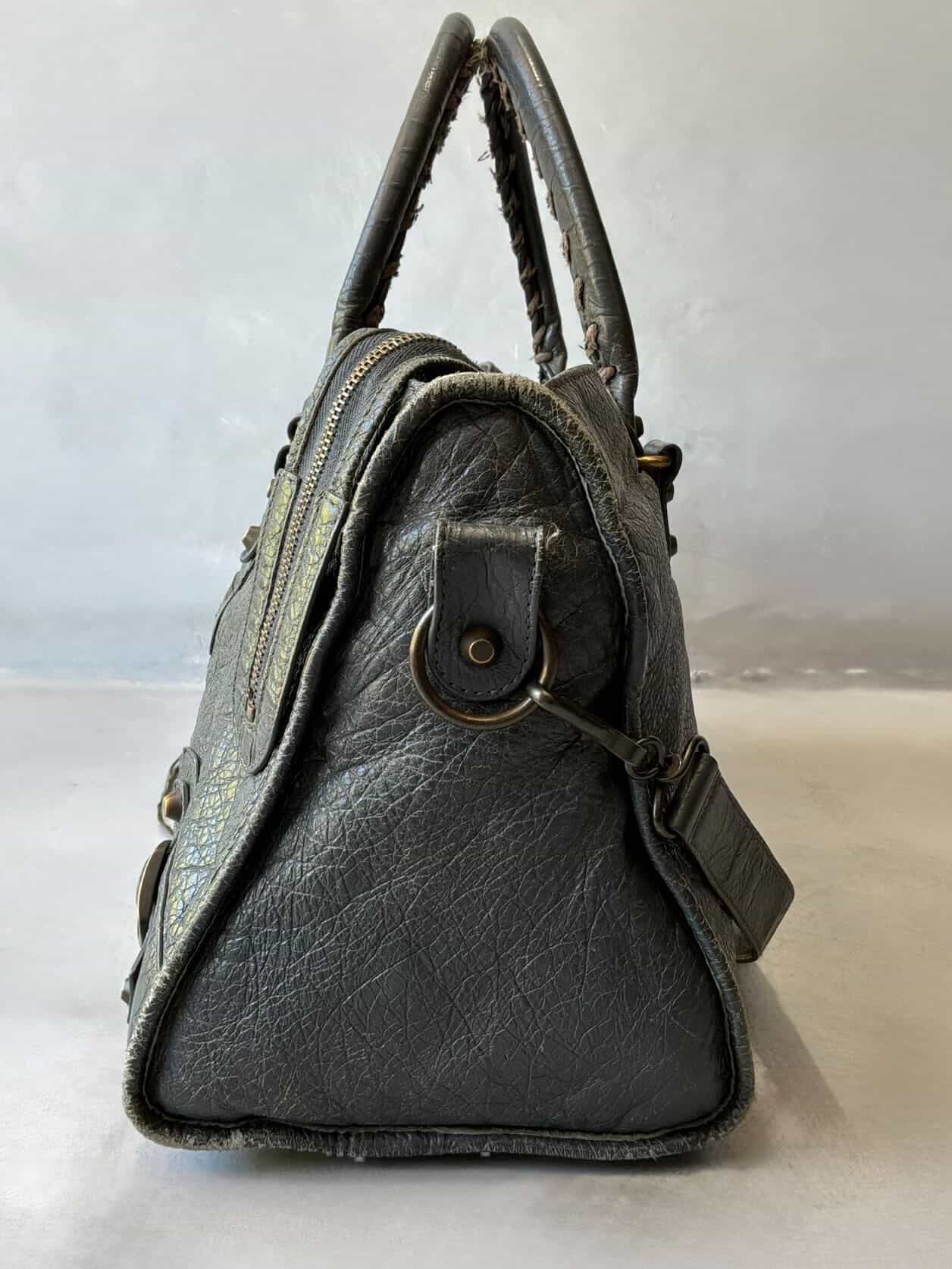 Balenciaga City Part Time Dark Gray Lambskin Bag