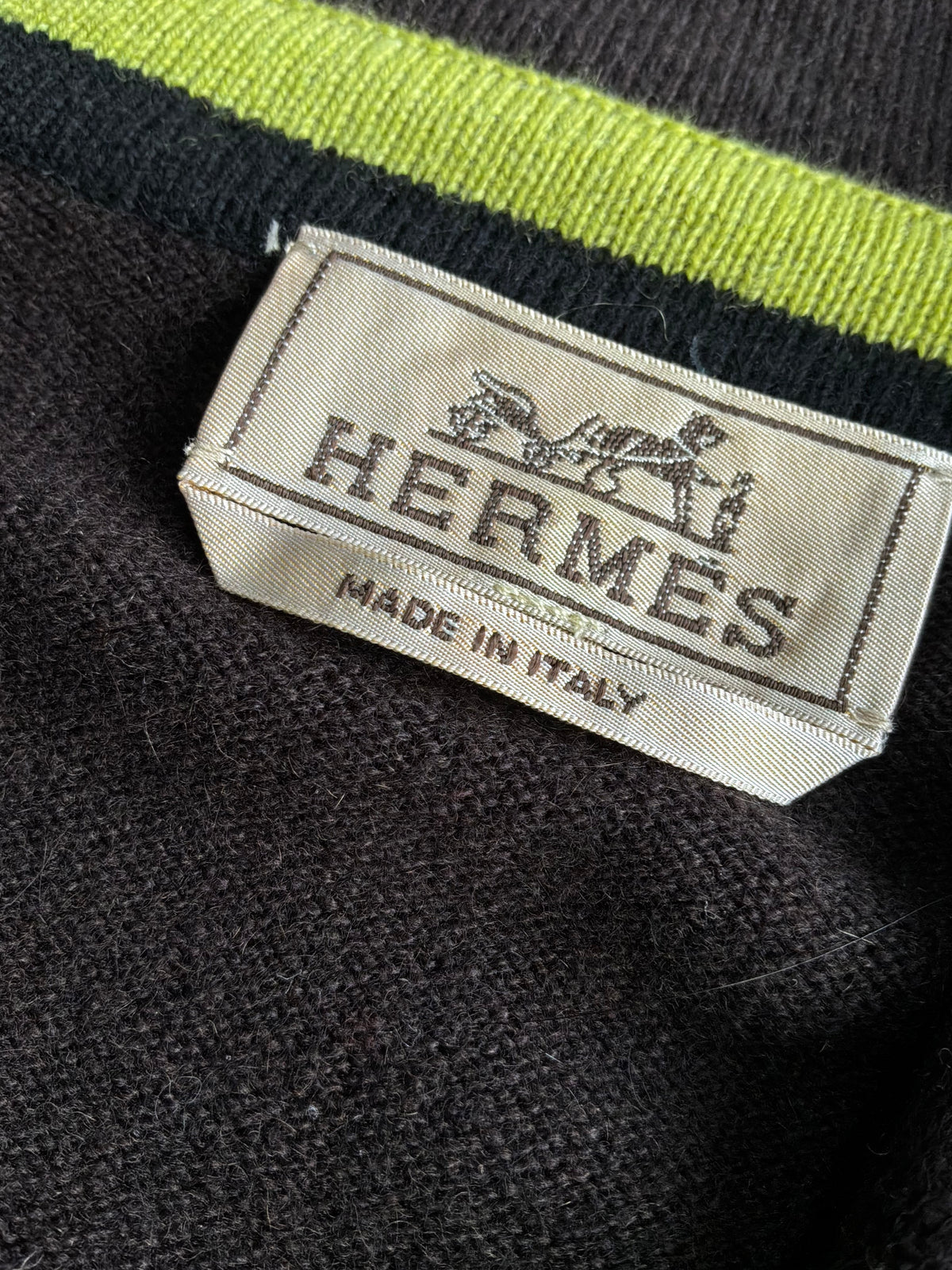Hermes Brown Wool Quarter Zip Crewneck