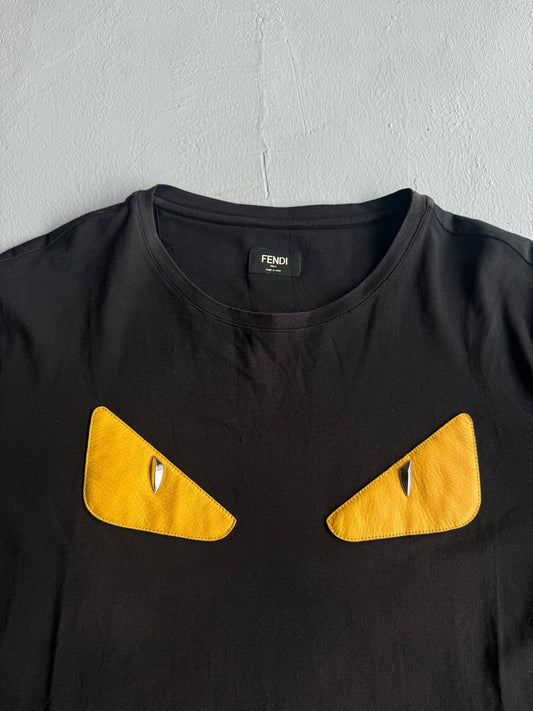 Fendi ‘Monster’ Leather Logo Tee