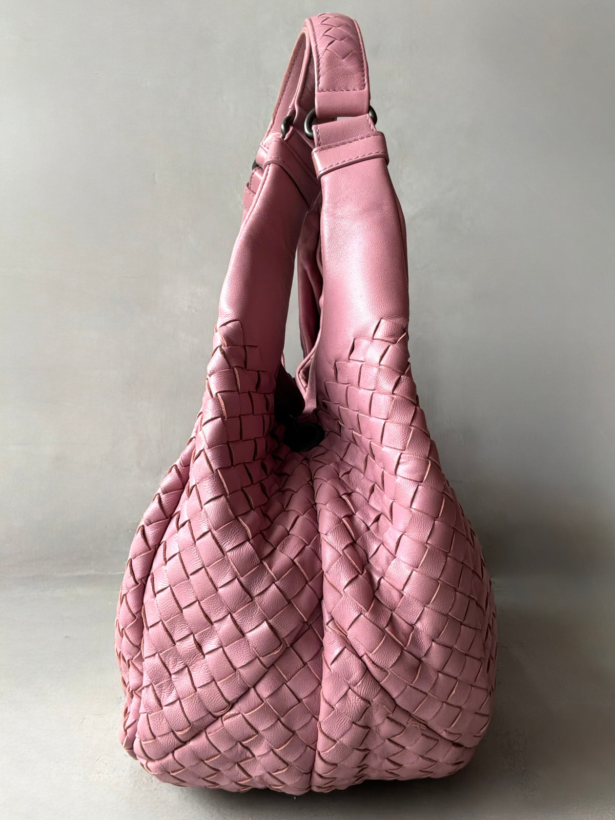 Bottega Veneta Pink Campana Intrecciato Hobo Bag