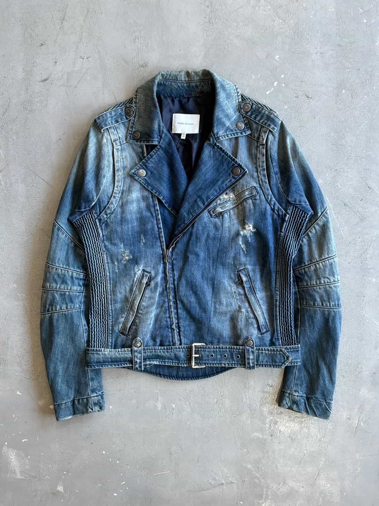2010s Balmain Denim Biker Jacket