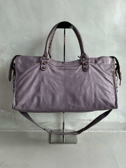 Balenciaga City ‘Part Time’ Purple Lambskin Shoulder Bag