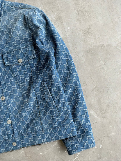 Gucci Monogram Metallic Reversible Denim Jacket