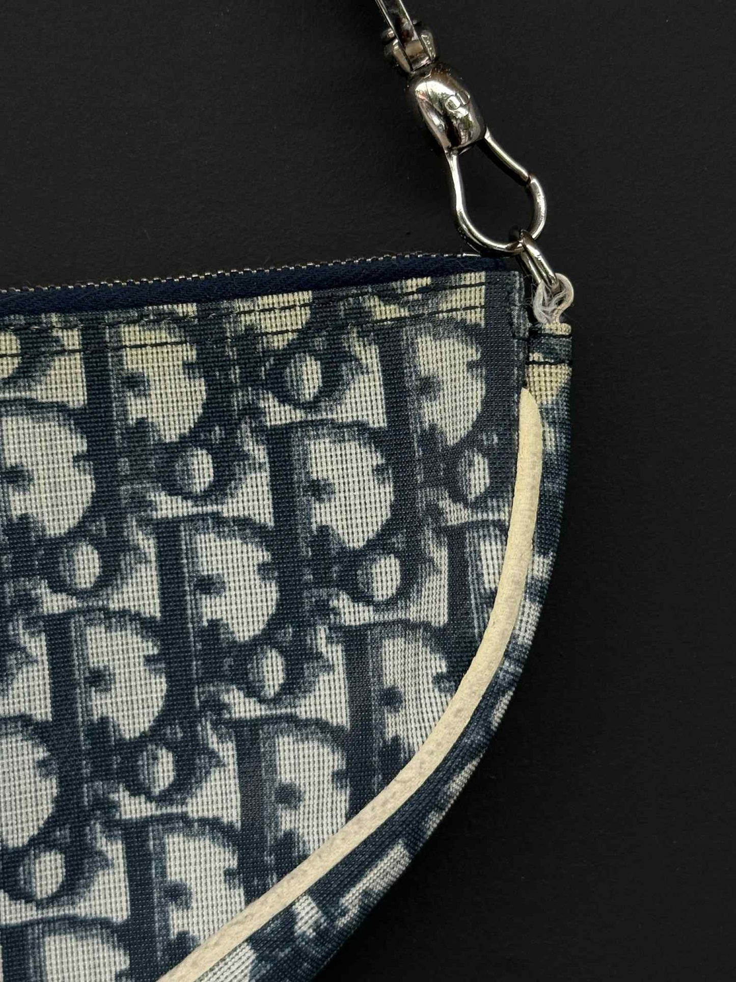 Vintage Dior Blue/White Oblique Saddle Bag
