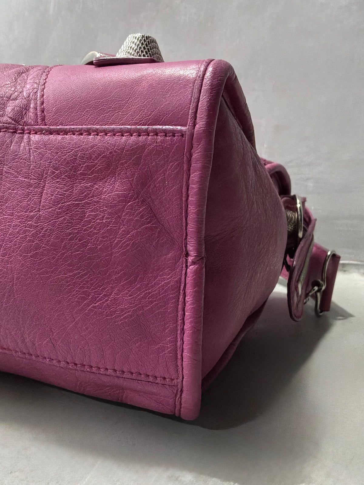 Balenciaga Classic City  Pink on Silver Giant 21 Lambskin Bag