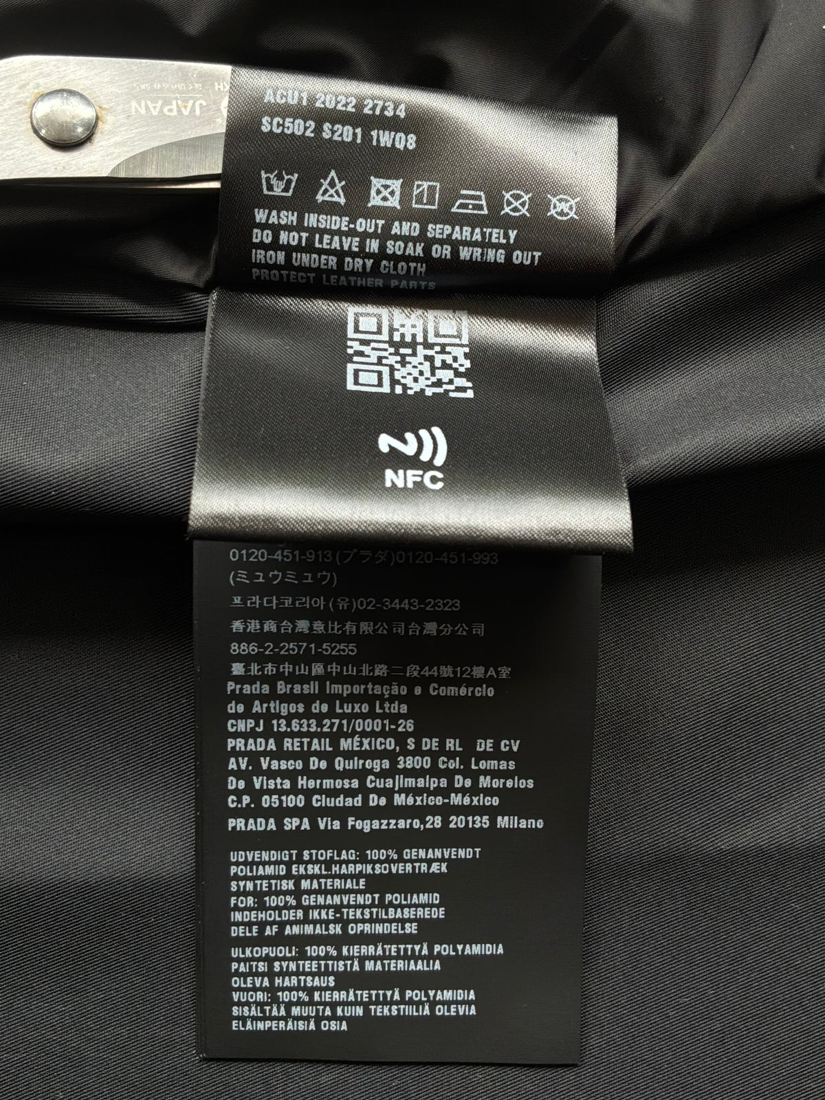 Prada Re-Nylon Chest Emblem Zip Up Jacket
