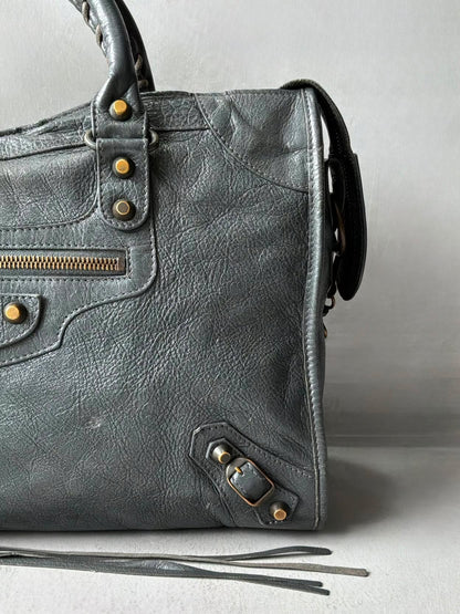 Balenciaga City Gray Lambskin Bag