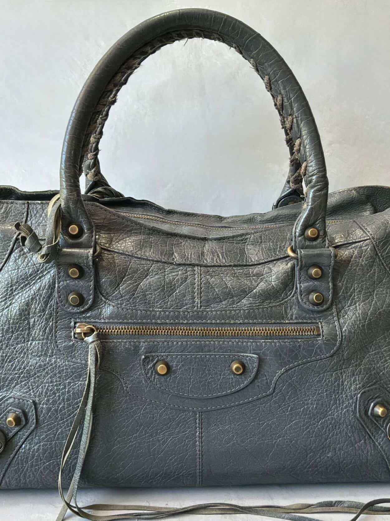 Balenciaga City Part Time Dark Gray Lambskin Bag