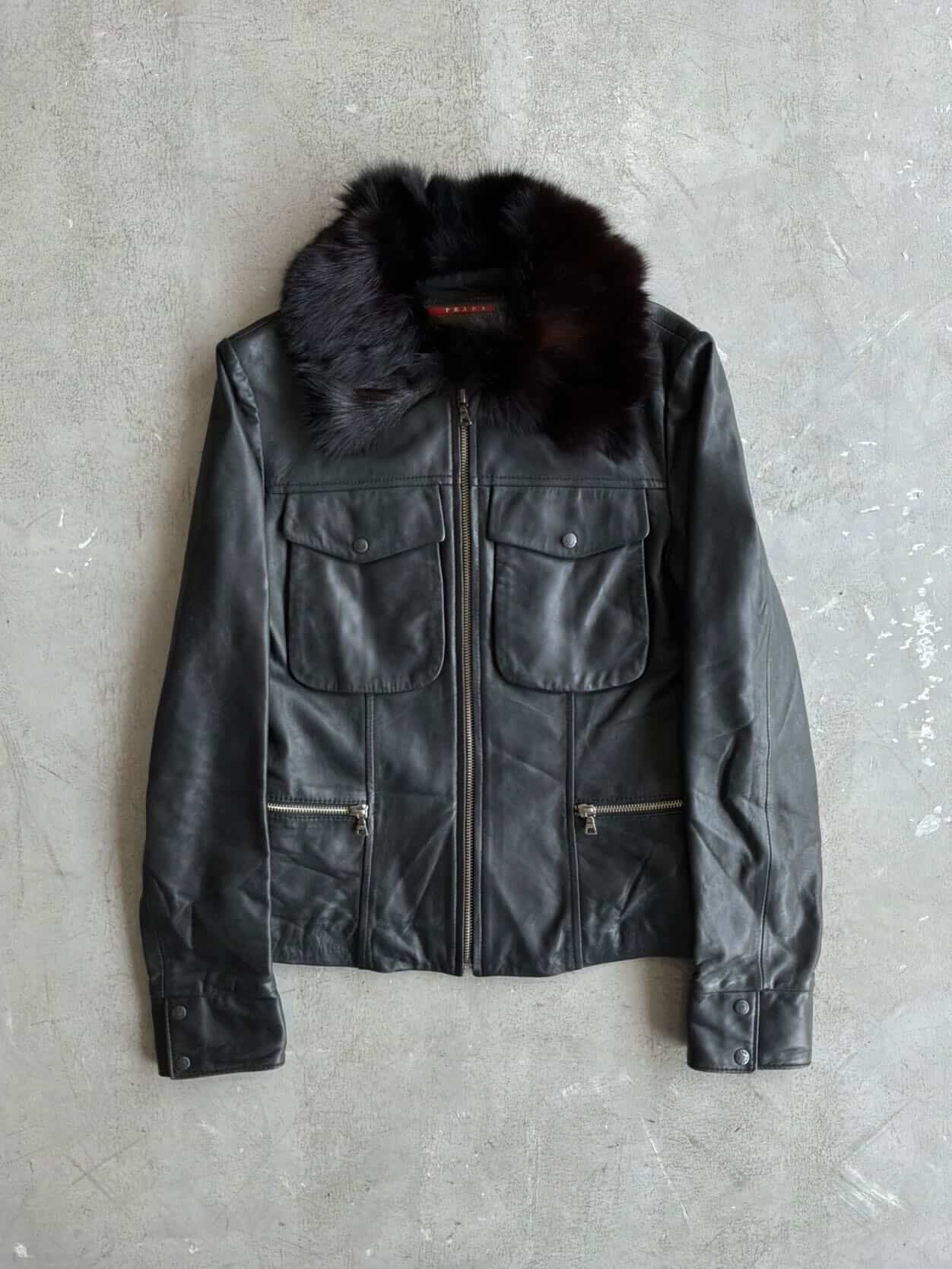 Prada Women’s Fur Trim Leather Jacket