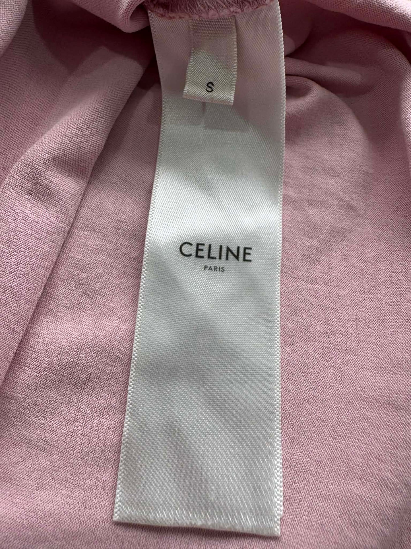 Celine Pink Scrip Logo Shirt
