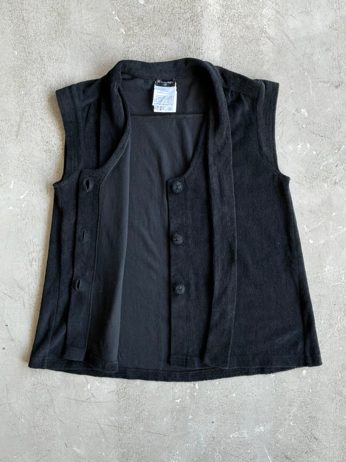Chanel 2007 Ribbon Button Down Wool Top
