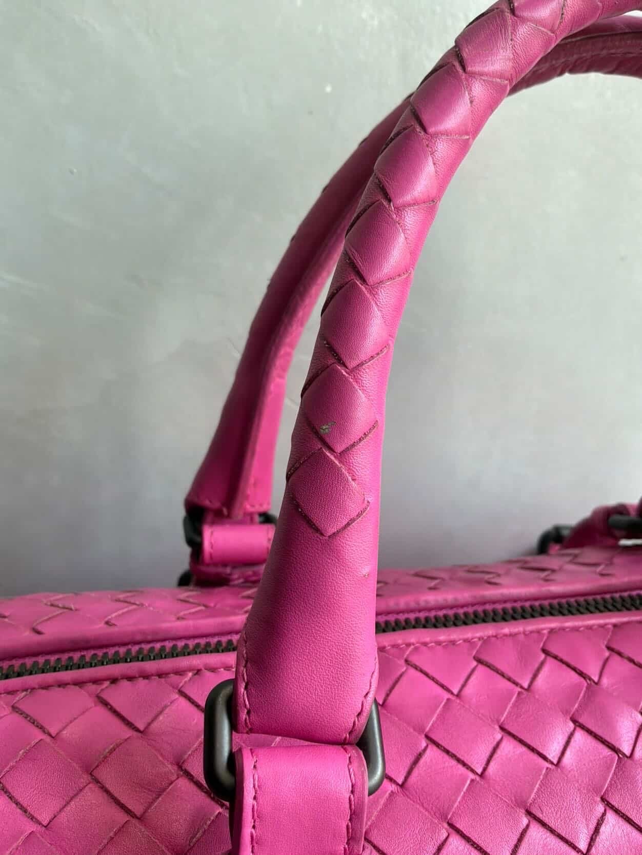 Bottega Veneta Pink Intrecciato Boston Bag