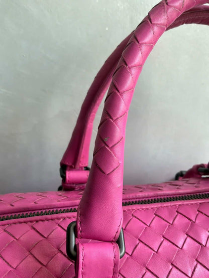 Bottega Veneta Pink Intrecciato Boston Bag