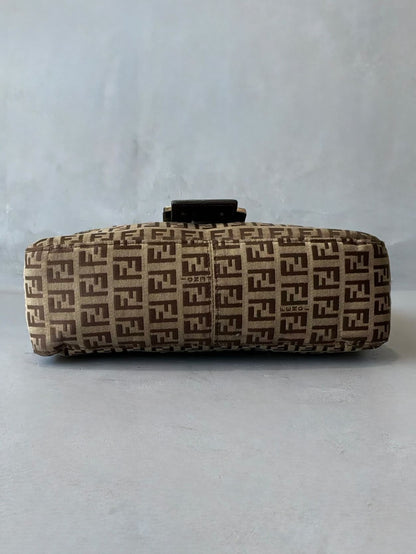 Fendi Zucchino Double Flap Baguette Bag