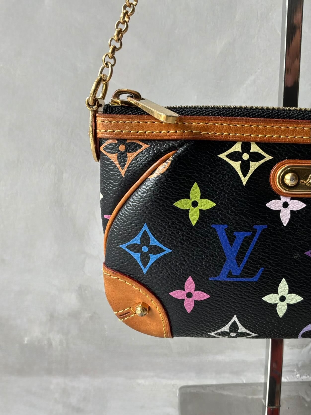 Louis Vuitton X Murakami Black Multicolor Mini Pochette