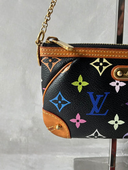 Louis Vuitton X Murakami Black Multicolor Mini Pochette