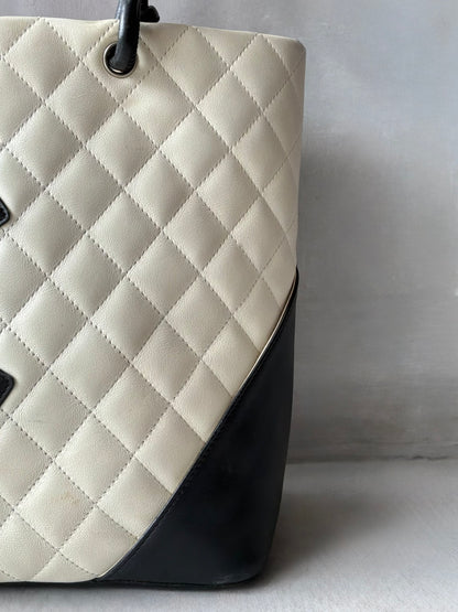 Chanel Cambon Ligne White & Black Small Tote Bag