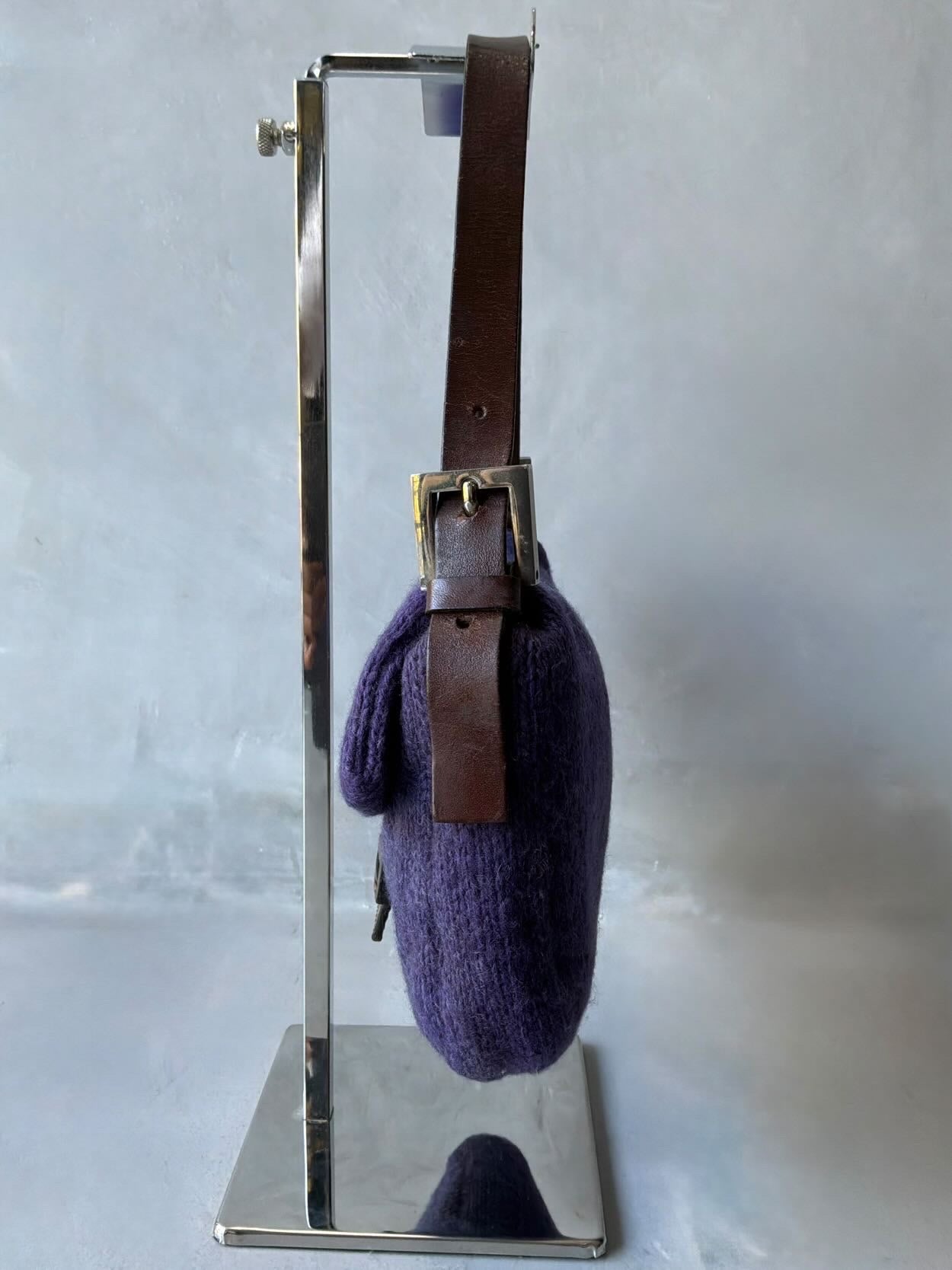 Fendi Wool Knit Wood Baguette Bag