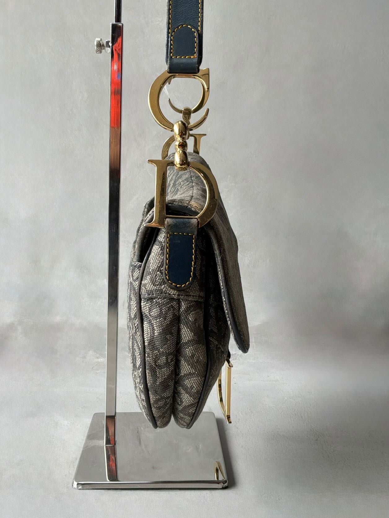 Dior Denim Monogram Saddle Bag