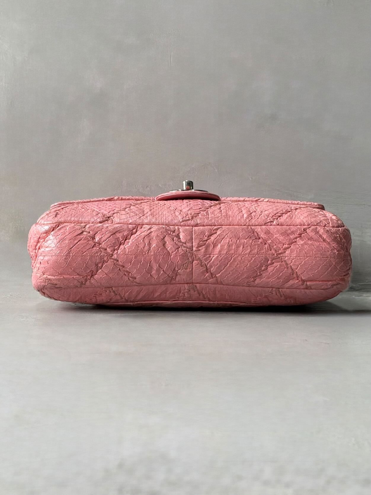 Chanel Python Skin Pink Flap Bag