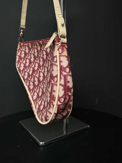 Dior Vintage Oblique Red Saddle Bag