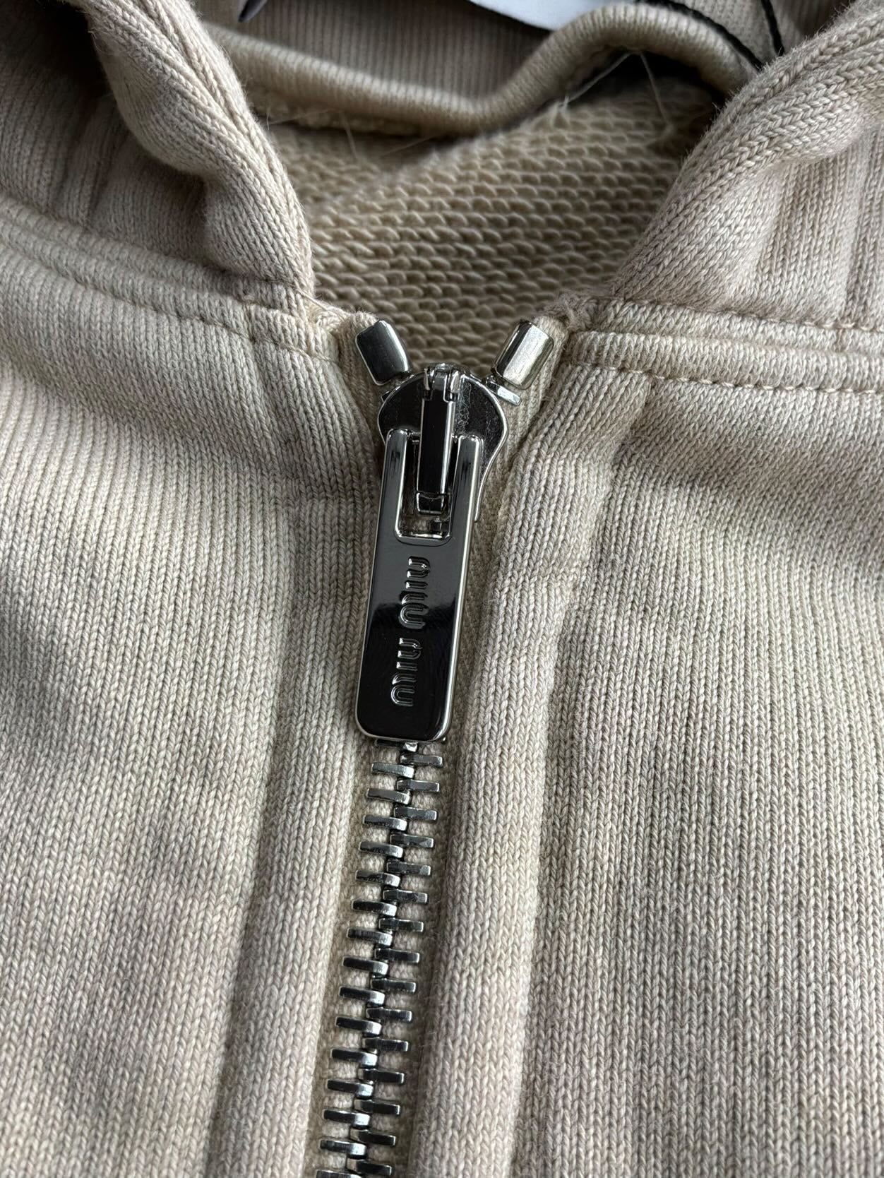 Miu Miu Chest Logo Zip Hoodie