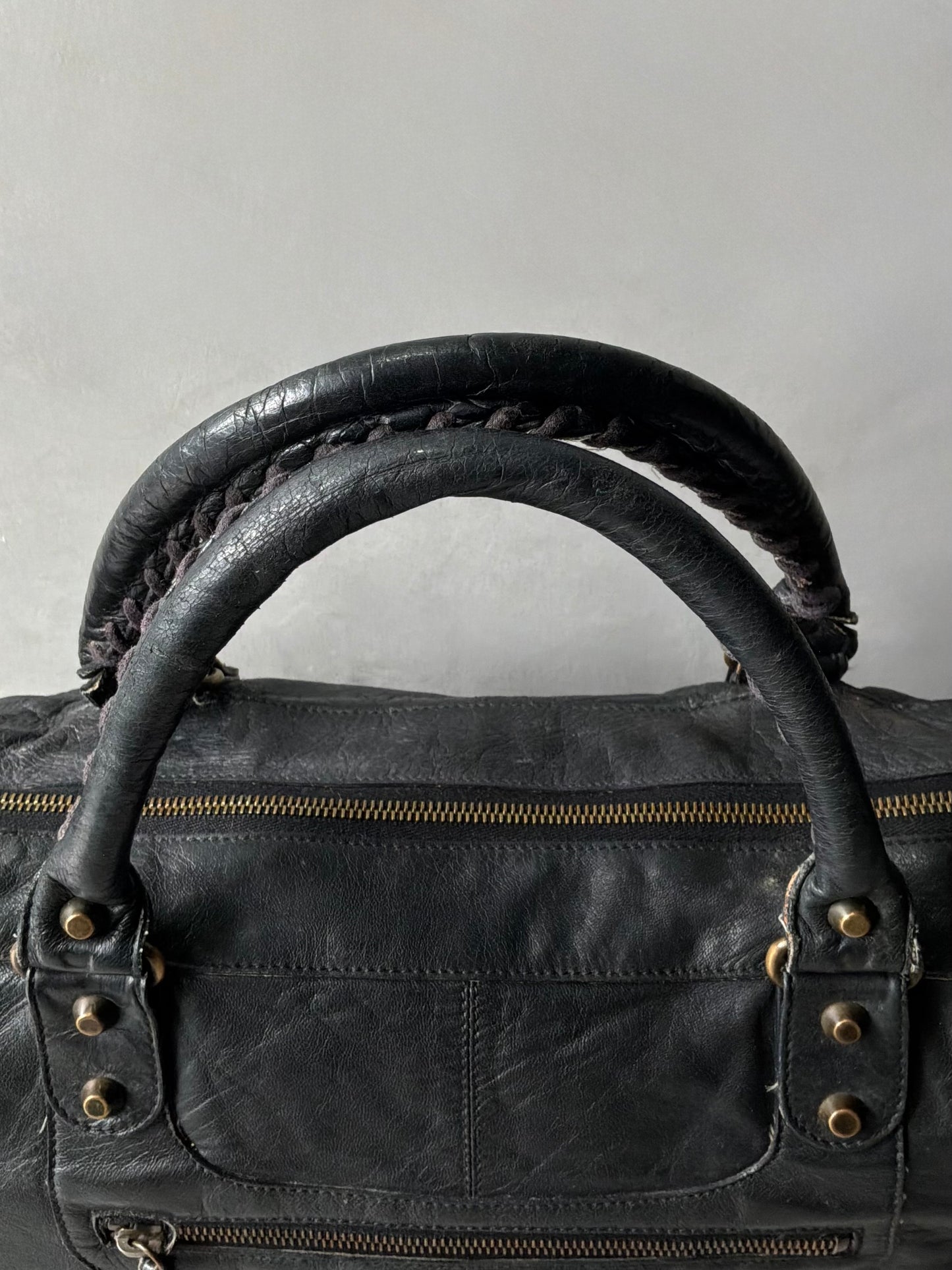Balenciaga Work Black on Brass Lambskin Bag