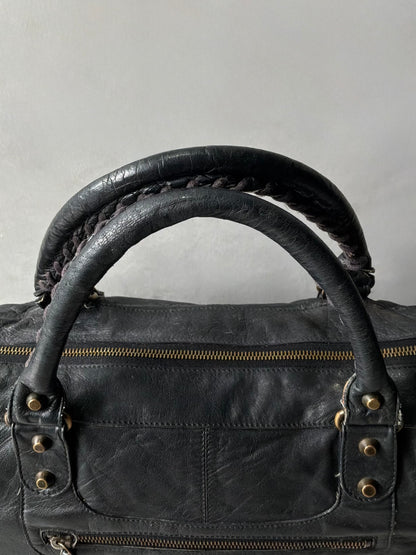 Balenciaga Work Black on Brass Lambskin Bag