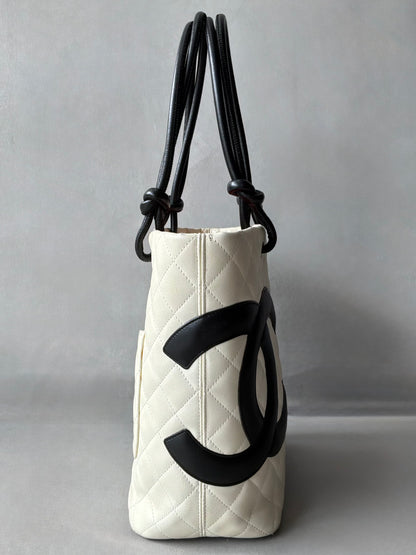 Chanel Cambon Ligne White & Black Small Tote Bag